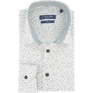 Ledub - Modern Fit Overhemd - Groen Dessin - Katoen met Elastaan