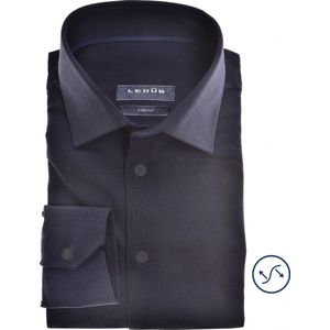 Ledub - Slim Fit Overhemd - Donkerblauw - Strijkvriendelijk