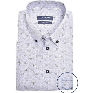 Ledub - Modern Fit Overhemd - Lichtblauw - 100% Katoen - Korte Mouw - Strijkvriendelijk