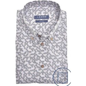 Ledub - Modern Fit Overhemd - Korte Mouw - Donkerblauw - Strijkvriendelijk