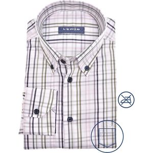 Ledub modern fit overhemd, wit met groen