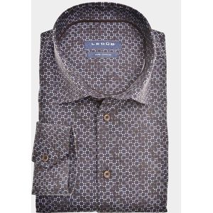 Ledub modern fit overhemd, donkerbruin