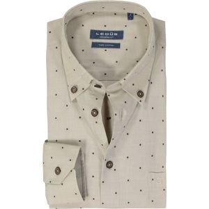Ledub modern fit overhemd, lichtbruin gestipt