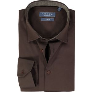 Ledub - Modern Fit Overhemd - Blauw - Poplin - Lange Mouwen