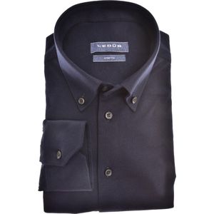 Ledub - Modern Jersey Fit Overhemd - Donkerblauw - 100% Katoen - Strijkvriendelijk