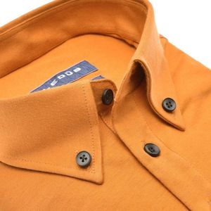 Ledub slim fit overhemd - tricot weving - donkergeel - Strijkvriendelijk - Boordmaat: 41