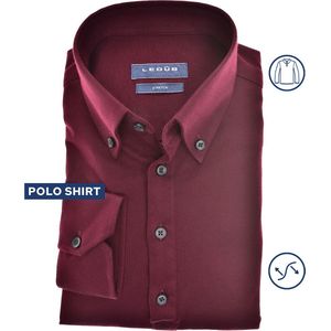 Ledub slim fit overhemd, tricot weving, donkerrood
