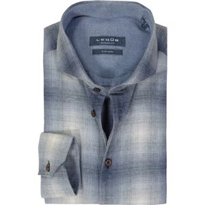 Ledub modern fit overhemd, donkerblauw geruit