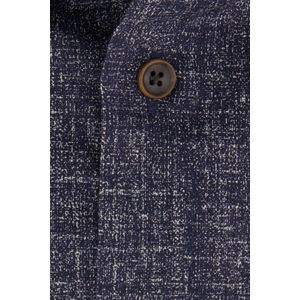 John Miller - Tailored Fit Overhemd - Donkerblauw Gemêleerd - Katoenmix
