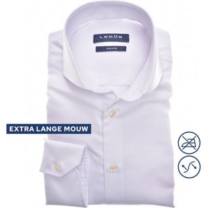 Ledub - Slim Fit Overhemd - Wit - Strijkvrij - Mouwlengte 72 cm - Boordmaat 40