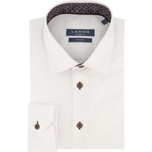 Ledub - Modern Fit Overhemd - Wit - Katoen - Strijkvrij
