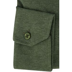 Ledub - Modern Fit Overhemd - Groen - Katoen/Polyester