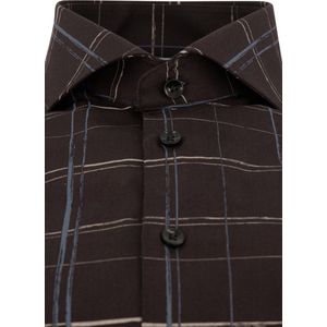 John Miller - Overhemd - Bruin Blauw - Katoen - Tailored Fit