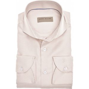 John Miller - Slim Fit - Overhemd - Bruin - Katoen