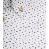 Ledub modern fit overhemd, korte mouw, wit met donkerblauw en beige dessin
