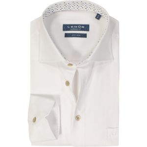 Ledub - Modern Fit Overhemd - Wit - Strijkvriendelijk - Katoen/Polyester