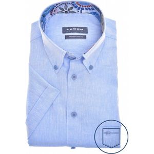 Ledub - Modern Fit - Overhemd - Lichtblauw - Korte Mouwen - Strijkvriendelijk