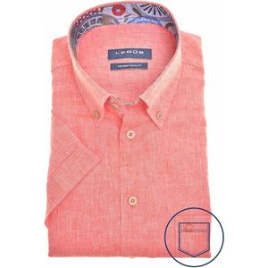Ledub - Modern Fit - Overhemd - Lichtrood - Korte Mouwen - Strijkvriendelijk