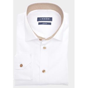 Ledub - Overhemd - Wit - Katoen/Polyester - Haifisch Kraag