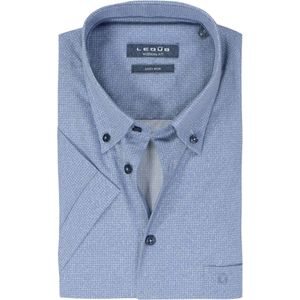Overhemd - Blauw - Korte Mouwen - Katoen - Licht Getailleerd