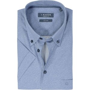 Overhemd - Blauw - Korte Mouwen - Katoen - Licht Getailleerd