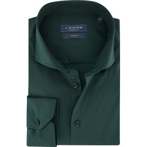 Ledub - Groen Effen Overhemd - Biologisch Katoen - Haifisch Kraag - Lange Mouwen