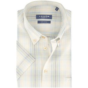 Ledub - Modern Fit Overhemd - Beige Geruit - 100% Katoen