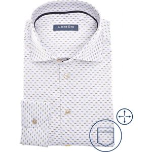 Ledub modern fit overhemd, popeline, middenblauw dessin