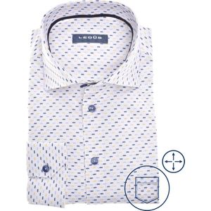 Ledub modern fit overhemd, popeline, donkerblauw dessin