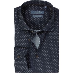 Ledub modern fit overhemd, wit met beige en blauw dessin