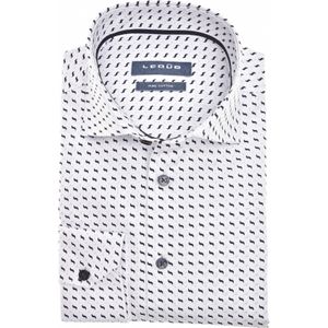 Ledub modern fit overhemd, popeline, wit dessin
