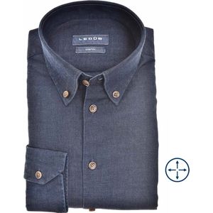 Ledub - Overhemd - Donkerblauw - Stretch Denim - Lange Mouw