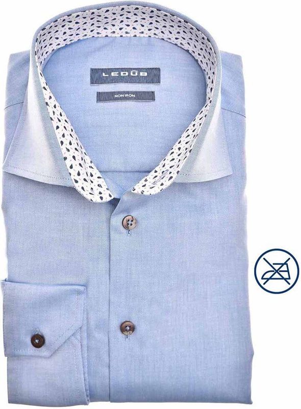 Ledub modern fit overhemd, middenblauw