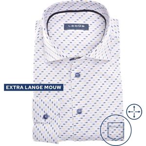 Ledub modern fit overhemd, mouwlengte 72 cm, popeline, donkerblauw dessin