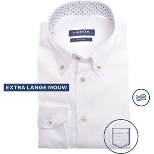 Ledub - Modern Fit Overhemd - Wit - Popeline - Strijkvriendelijk