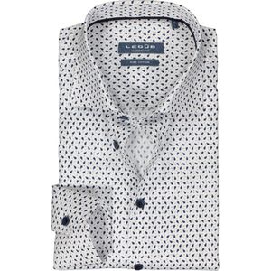Ledub - Modern Fit Overhemd - Blauw - Poplin - Lange Mouwen