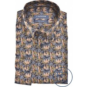 Ledub - Modern Fit Overhemd - Donkergroen Dessin - Strijkvriendelijk