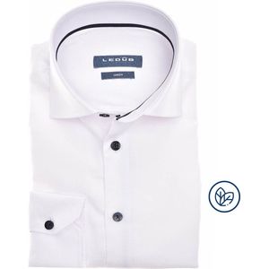 Ledub - Comfort Overhemd - Effen Wit - Katoen - Slim Fit