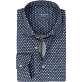 Ledub modern fit overhemd, popeline, donkerblauw dessin