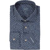 Ledub modern fit overhemd, popeline, donkerblauw dessin