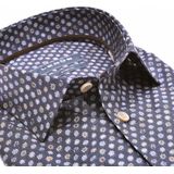 Ledub modern fit overhemd, popeline, donkerblauw dessin