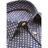 Ledub modern fit overhemd, popeline, donkerblauw dessin