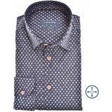 Ledub modern fit overhemd, popeline, donkerblauw dessin