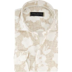 John Miller - Overhemd - Beige - Katoen/Lyocell - Normale Fit