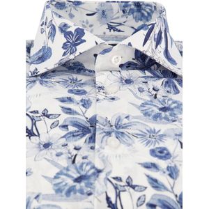 John Miller - Overhemd - Blauw - Katoen - Wide Spread Boord