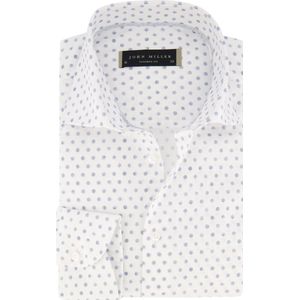 John Miller - Overhemd - Wit - Katoen - Beige Print