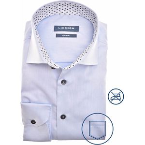 Ledub - Overhemd - Lichtblauw - Katoen - Strijkvrij - Wide Spread Collar