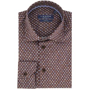 Ledub - Bruin Geprint Overhemd - Modern Fit - Katoen