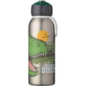 Mepal isoleerfles flip-up Campus – 350 ml – 12 uur koud / 9 uur warm – Drinkfles met rietje voor kinderen – Dino