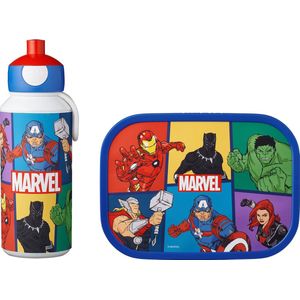 Mepal lunchset Campus – Broodtrommel en Drinkbeker voor kinderen – Bento box – Pop up drinkfles – Avengers
